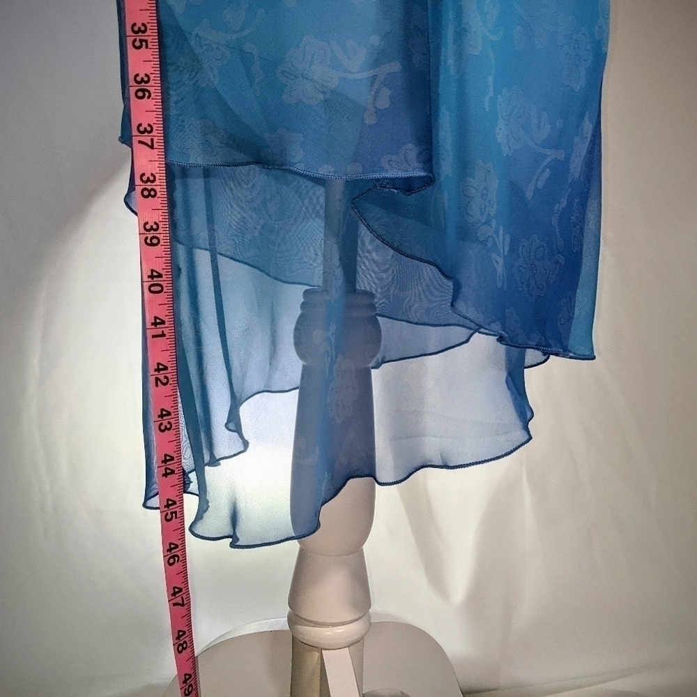 Blue Floral Semi Formal Spaghetti Strap Dress Gown NWT - Picture 4 of 5